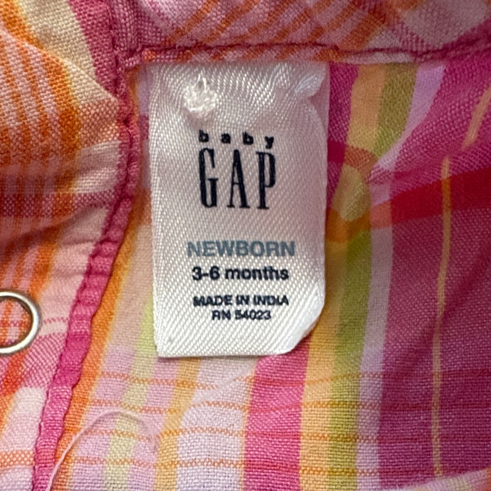 Baby GAP Size 0-3 Months Plaid Orange and Pink Dress with Bloomers - Picture 2 of 7